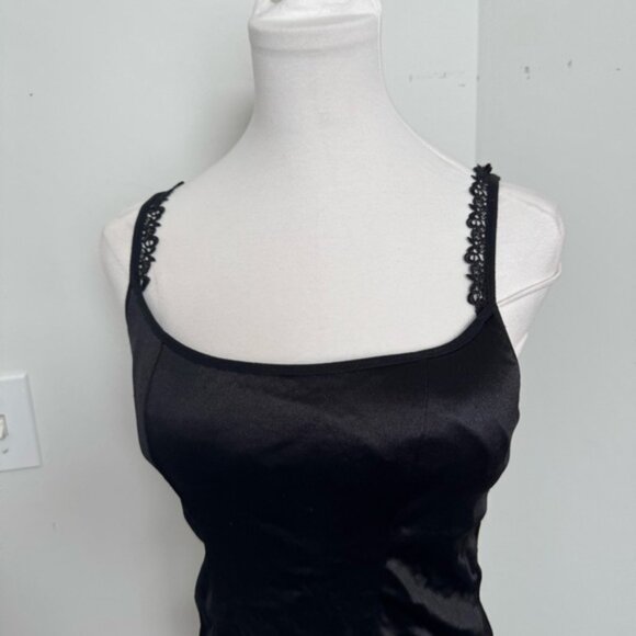 Vintage Black satin and lace Womens Top with built in bra goth whimsy fairy S - Picture 4 of 5